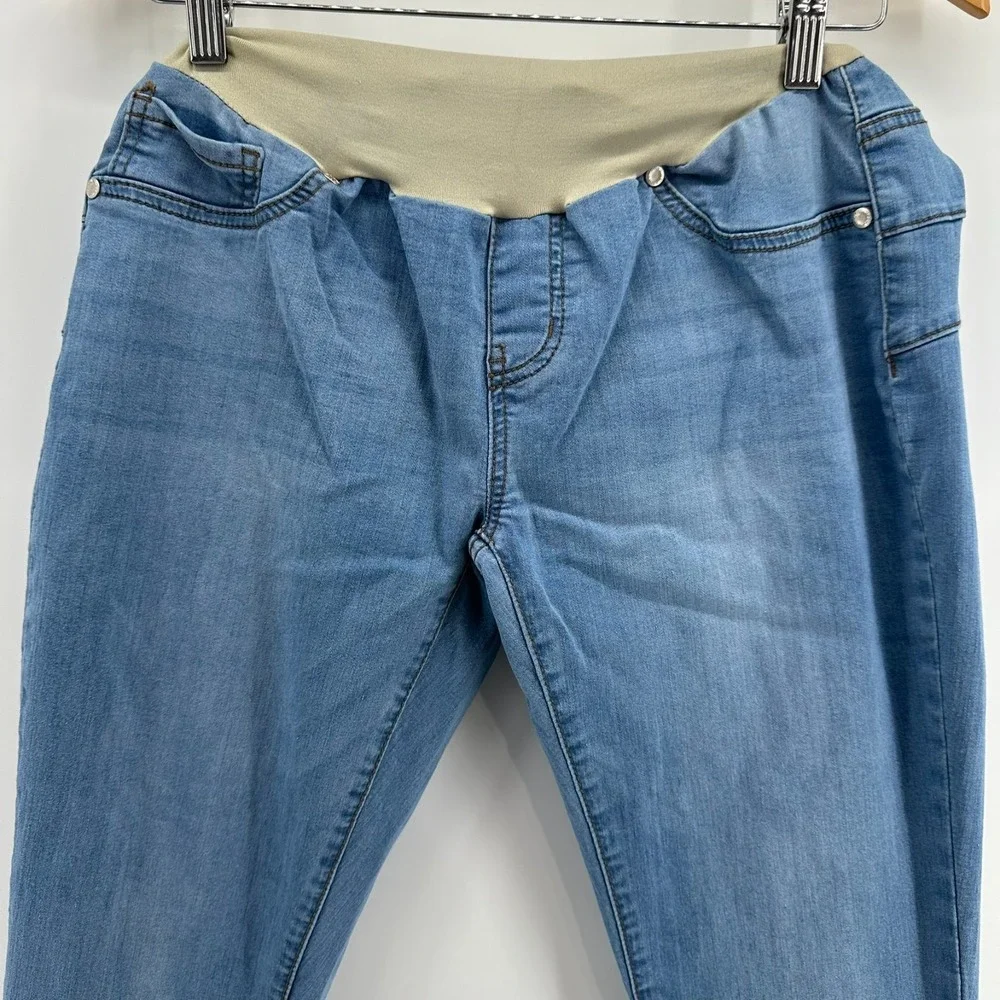 Haute Mama Maternity Jeans Womens XL Blue Denim Ankle Cuff Stretch 5-Pocket